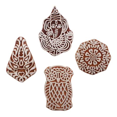 Set of 4 Piece New Mix Wooden Printing Block